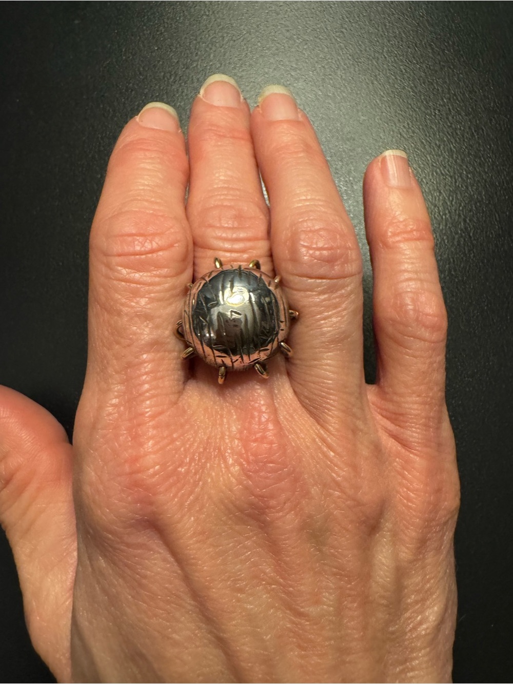 Artisan Sterling Silver & 14K Gold Kinetic Statement Ring – 8.58g - Picture 8 of 10